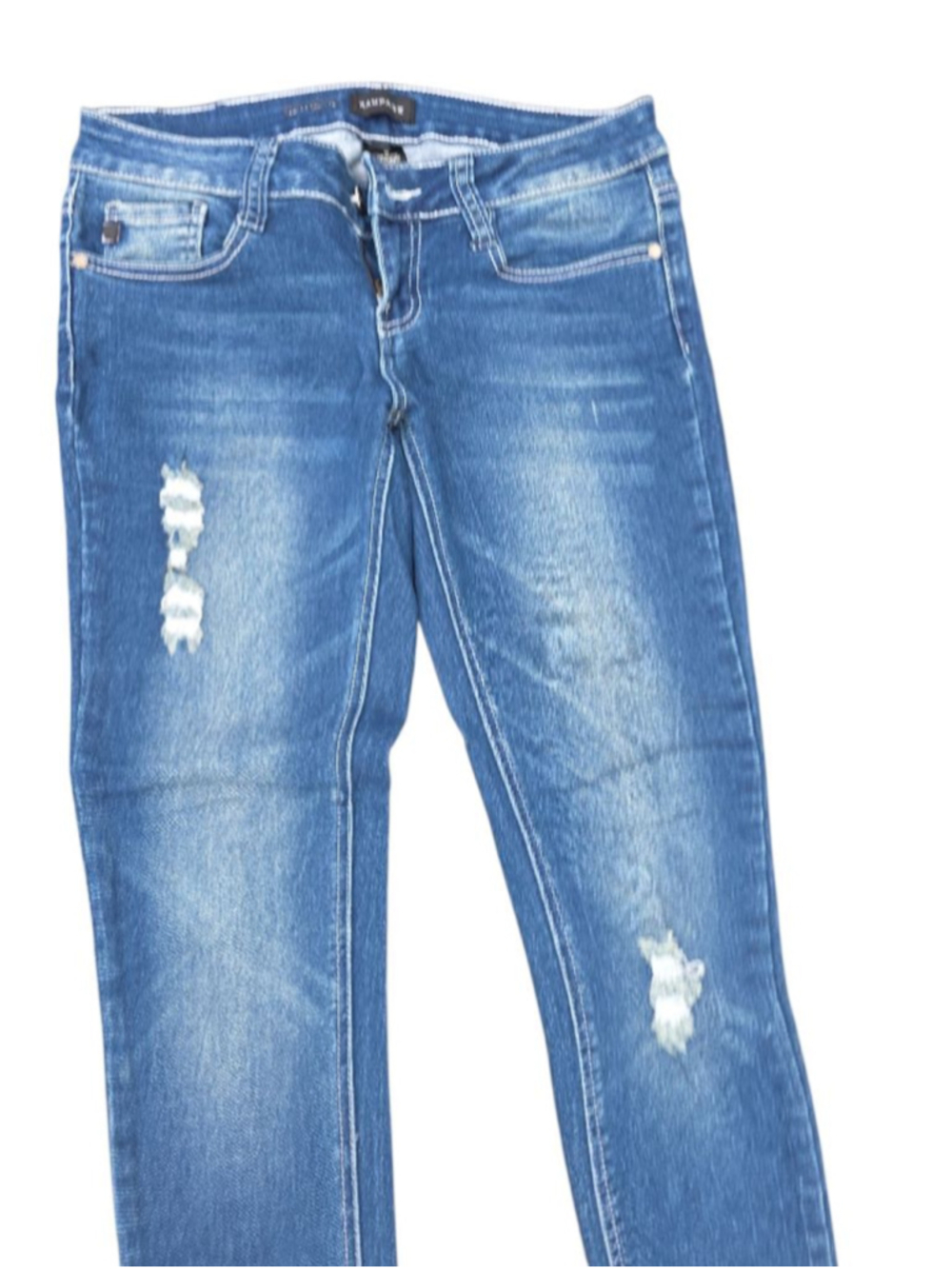Juniors RAMPAGE Blue Distressed Skinny Jeans Size 5 #49